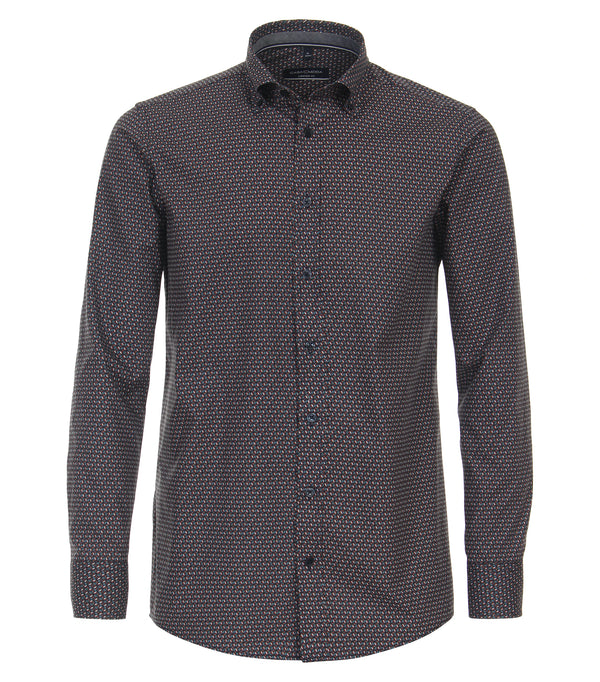 Button Down Print Shirt - Tangarine