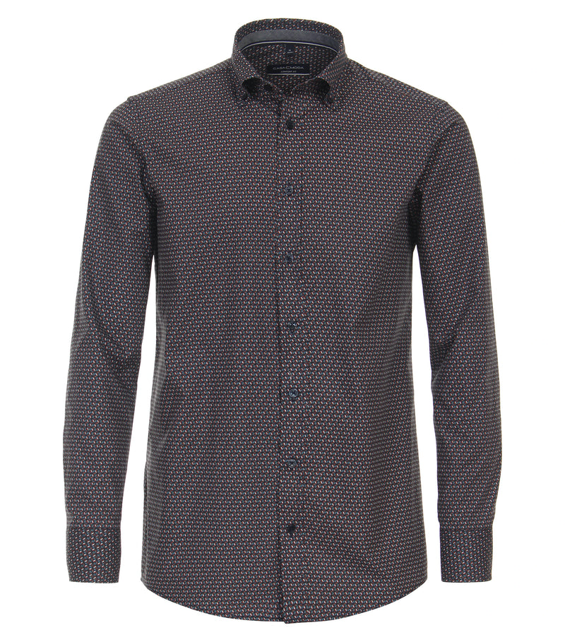 Button Down Print Shirt - Tangarine