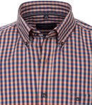 Comfort Fit Button Down Check Shirt - Tangarine