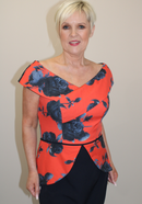 Sleeveless Floral Dress - Orange/navy