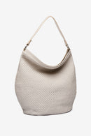 Braided Leather Hobo - Beige