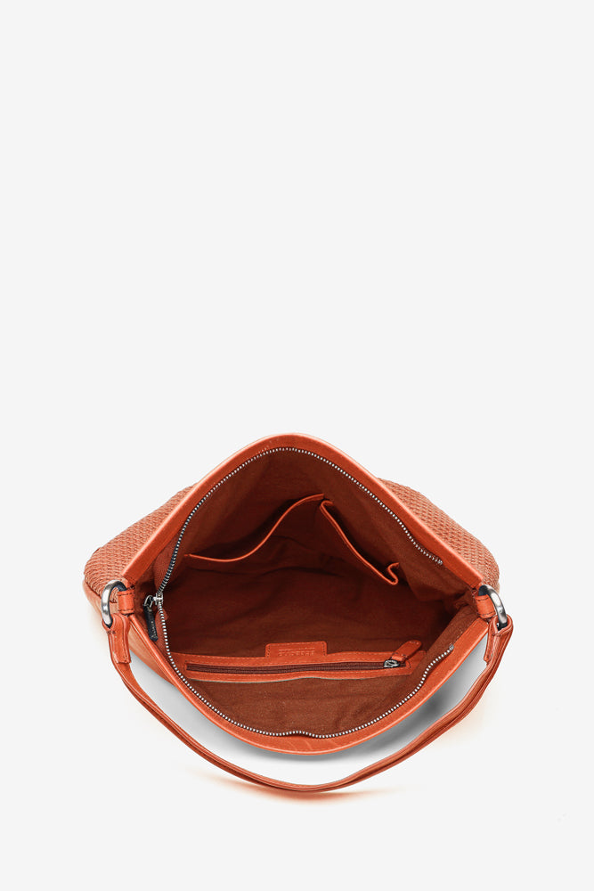 Braided Leather Hobo - Orange