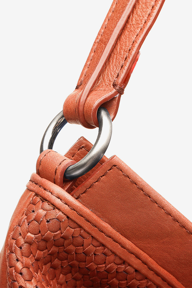 Braided Leather Hobo - Orange