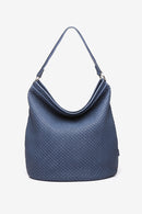 Braided Leather Hobo - Blue