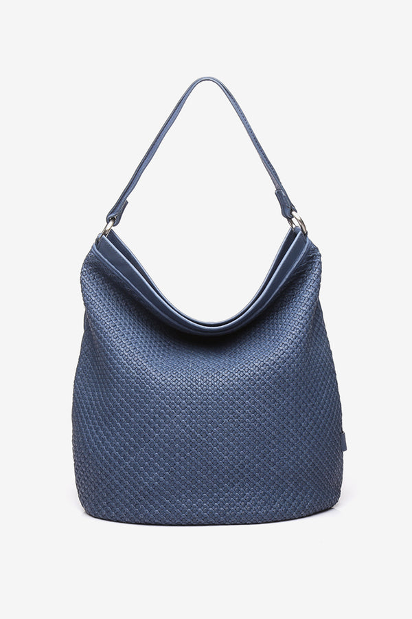 Braided Leather Hobo - Blue