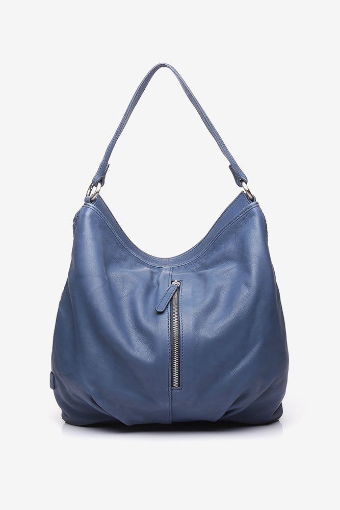 Braided Leather Hobo - Blue