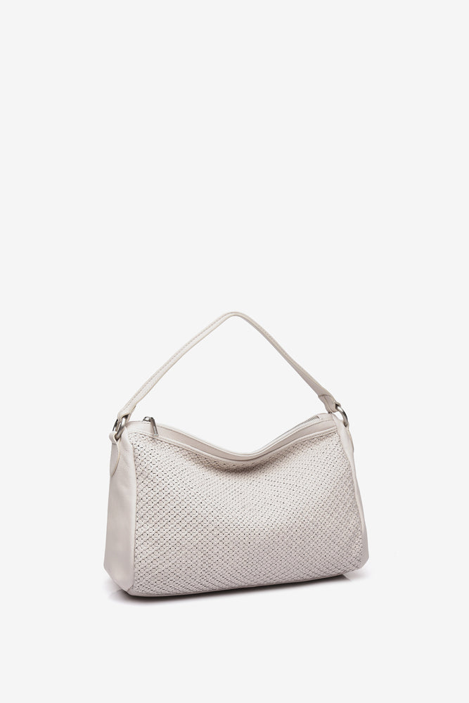 Braided Leather Bowling Bag - Beige