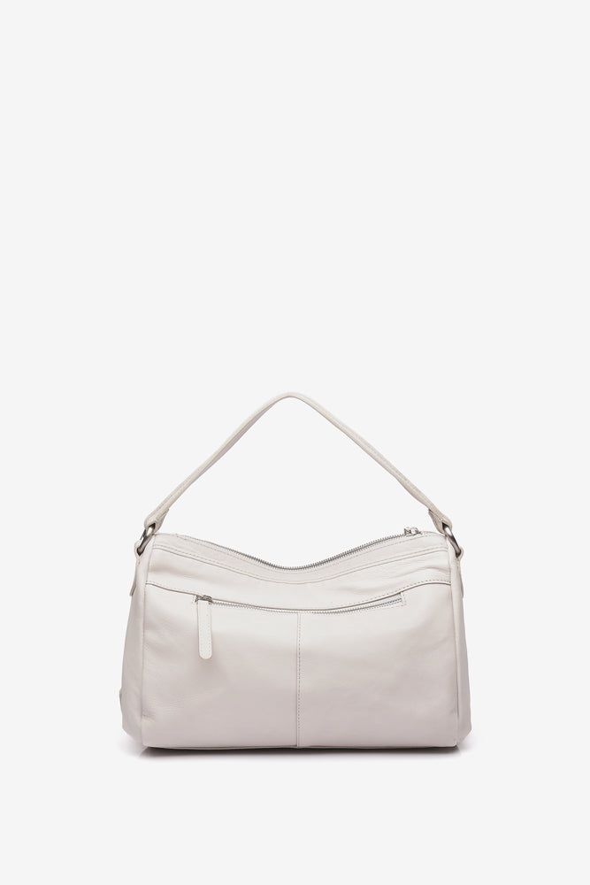 Braided Leather Bowling Bag - Beige