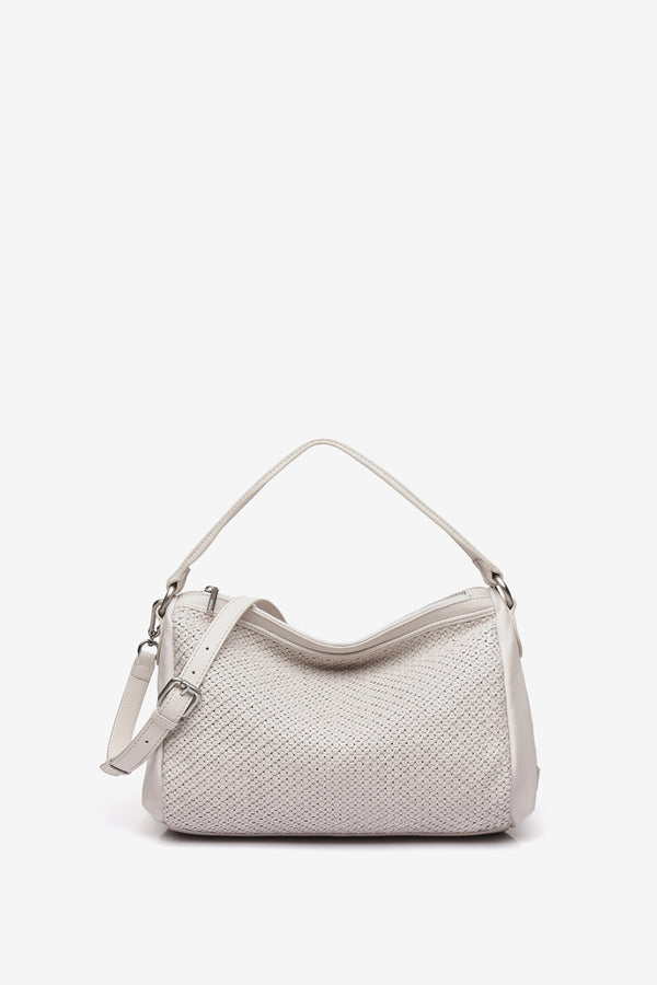 Braided Leather Bowling Bag - Beige