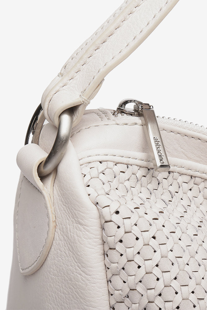 Braided Leather Bowling Bag - Beige