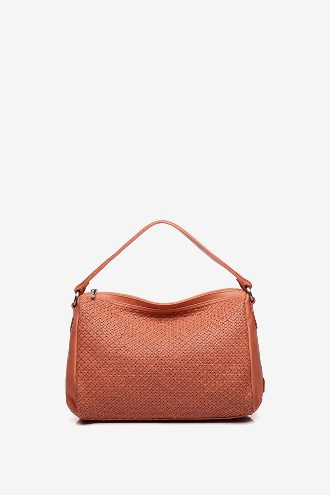 Braided Leather Bowling Bag - Orange