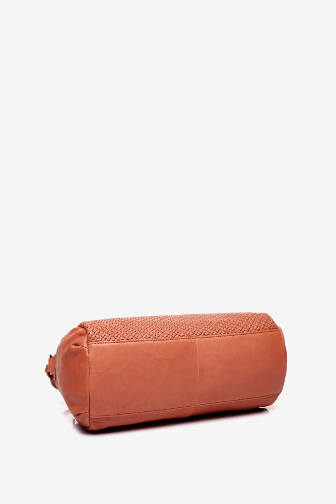 Braided Leather Bowling Bag - Orange
