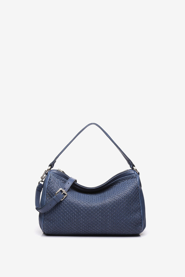 Braided Leather Bowling Bag - Blue