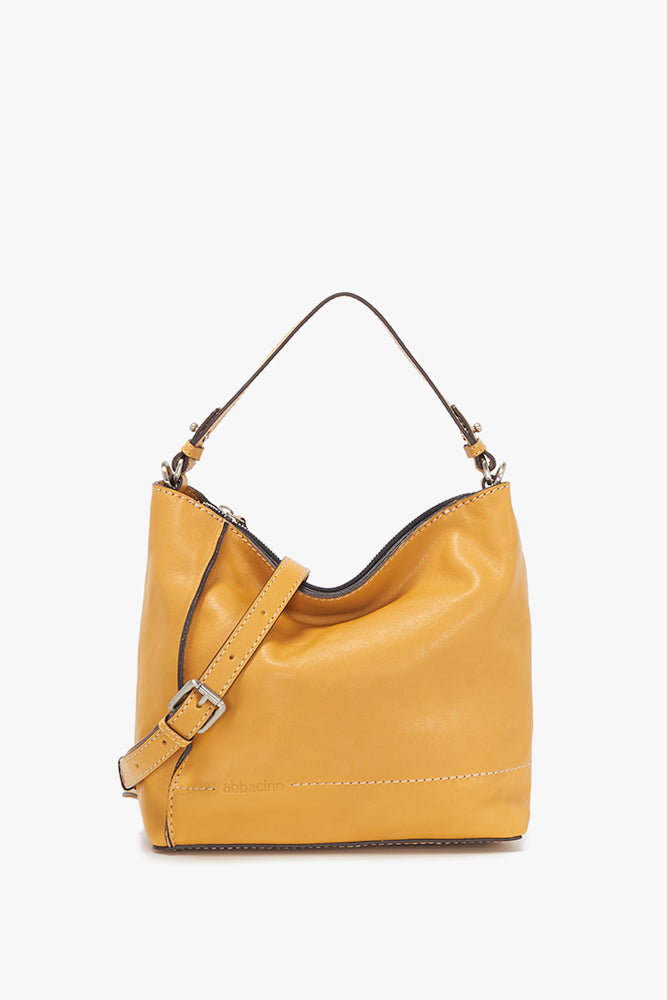 Small Leather Hobo - Yellow