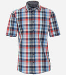 Comfort Fit Short Sleeve Check Shirt - Light Blue