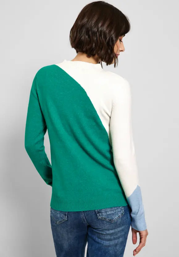 Colour Block Jumper - Green Melange