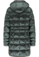 Fake Fur Collar Hooded Jacket - Forest Green