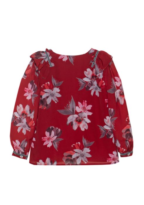 Woven Blouse - Red Flower