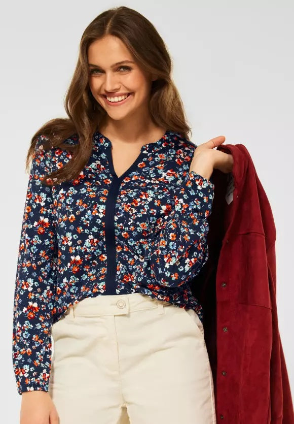 Small Flower Aop Tunic - Deep Blue