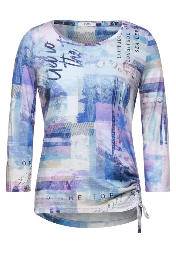 Fusion Aop 3/4 Sleeve Tee - Mountain Blue