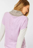 Cozy Colour Block Cowl Neck Jumper - Oak Wood Beige