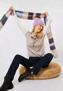 Cozy Colour Block Cowl Neck Jumper - Oak Wood Beige