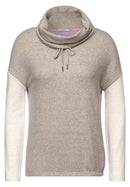 Cozy Colour Block Cowl Neck Jumper - Oak Wood Beige
