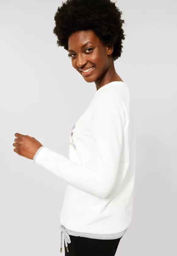 Gi Foto Print Top - Pure Off White