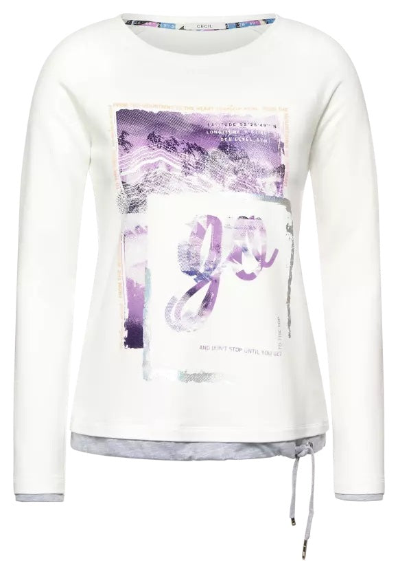 Gi Foto Print Top - Pure Off White