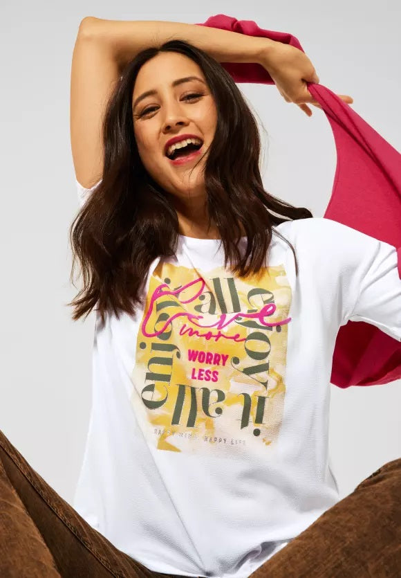 Mat Mix Partprint Shirt - White