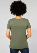 Flower Partprint Shirt - Fern Green