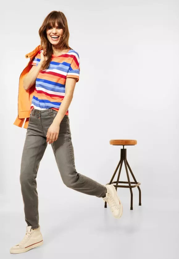 Colorful Striped Shape Shirt - Simply Orange