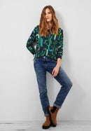 Cosy AOP Batsleeve Shirt - Deep Blue Melange