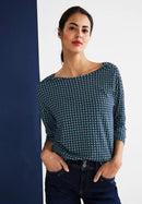 Print Round Neck Shirt - Light Brisk Green