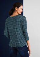 Print Round Neck Shirt - Light Brisk Green