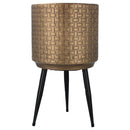 Gold Basketweave Metal Pot Cover Large