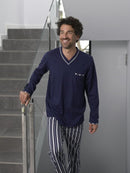 V Neck Pyjama - Marine