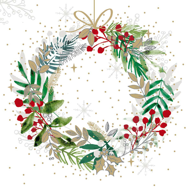 Cocktail Napkin 20 Pack - Festive Wreath
