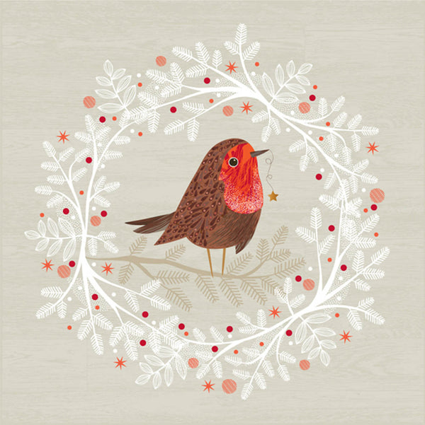 20 Pack Paper Napkin - Robin Wreath