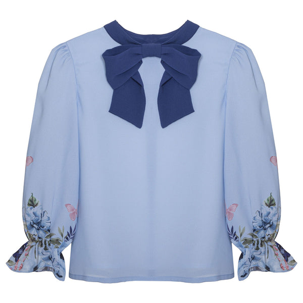 Woven Blouse - Blue Butterfly