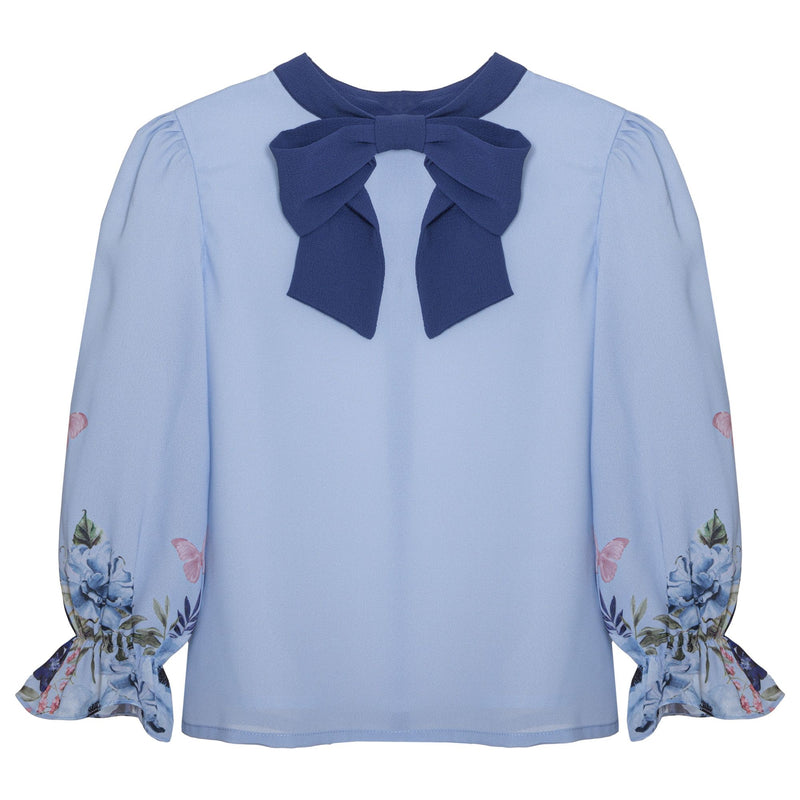 Woven Blouse - Blue Butterfly