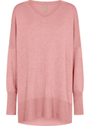 Dollie V Neck Loose Jumper - Rose Melange