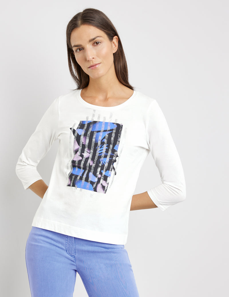 Powered Blue 3/4 Sleeve T-Shirt - Off White