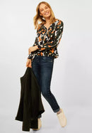 Aop Split Neck Blouse - Utility Olive