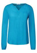 Solid Split Neck Blouse - Club Blue