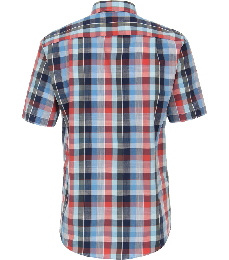 Comfort Fit Short Sleeve Check Shirt - Light Blue