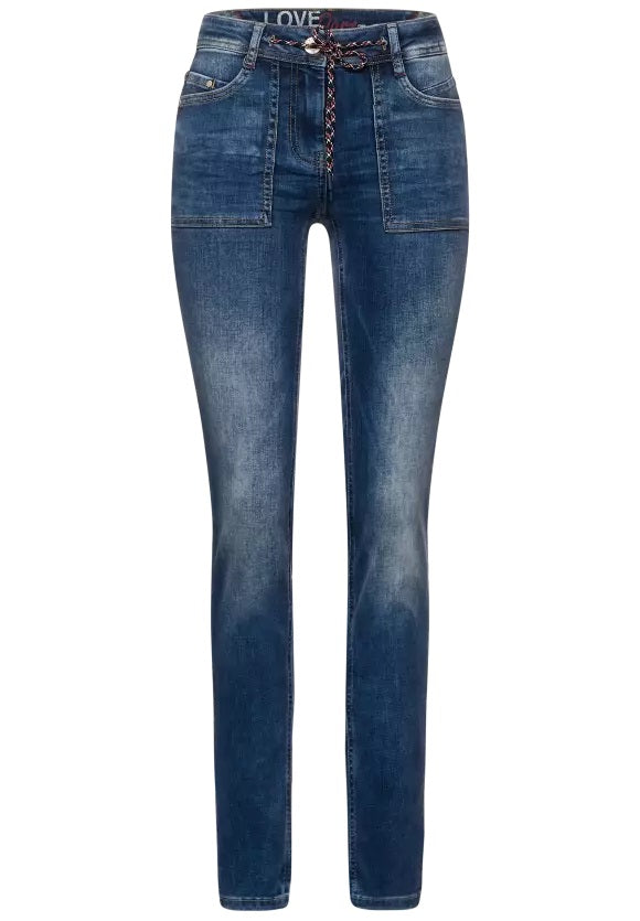 Scarlett Patch Pocket Trouser - Mid Blue