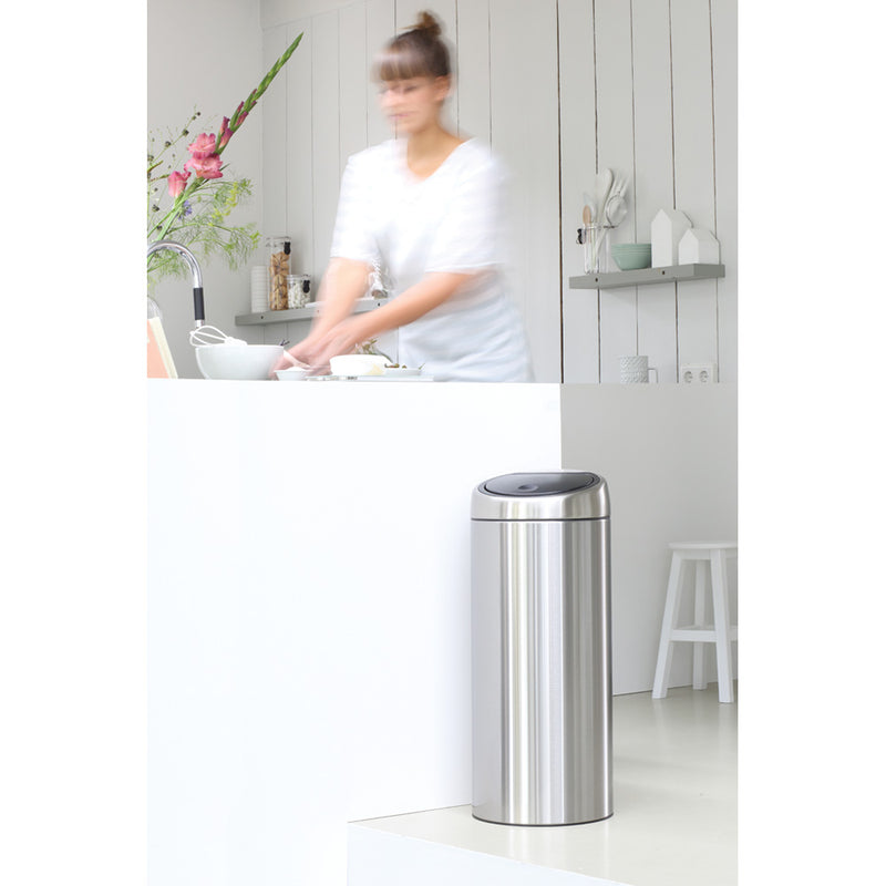 30L Touch Bin Matt Steel Finger Proof