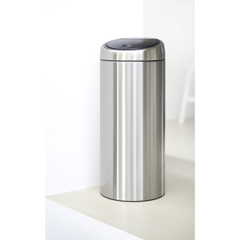 30L Touch Bin Matt Steel Finger Proof