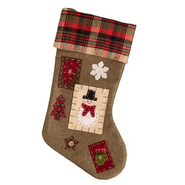 Natural Applique Christmas Stocking